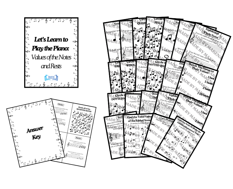 Let’s Learn to Play the Piano Printable Bundle – Made By Makena