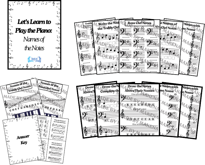Let’s Learn to Play the Piano Printable Bundle – Made By Makena
